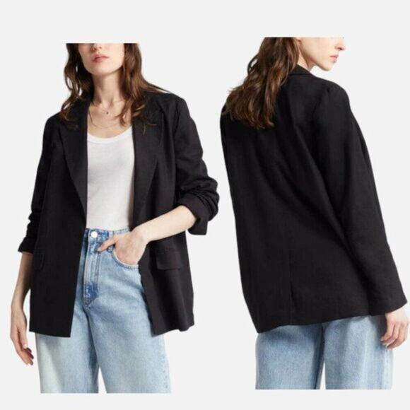 Treasure & Bond Linen Blend Blazer Black Size Medium NWOT $79 MSRP - Picture 1 of 9